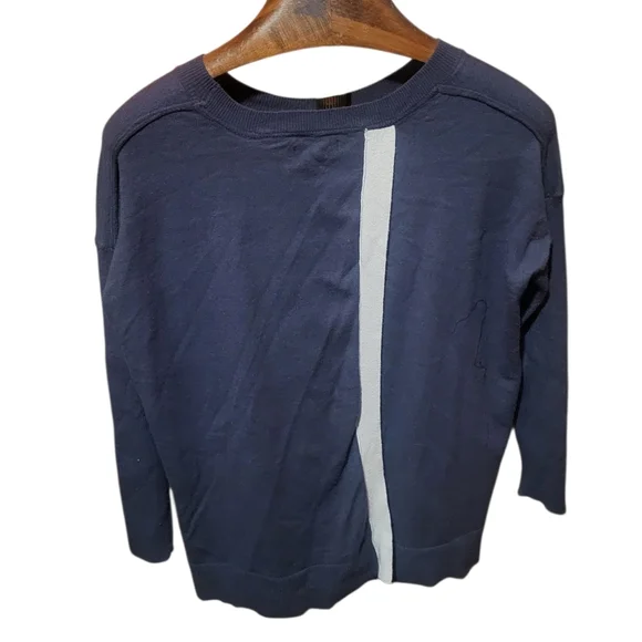 Mersea Coronado Split Back Sweater Navy Blue & White Women's Sweater Size S/M - Picture 3 of 7